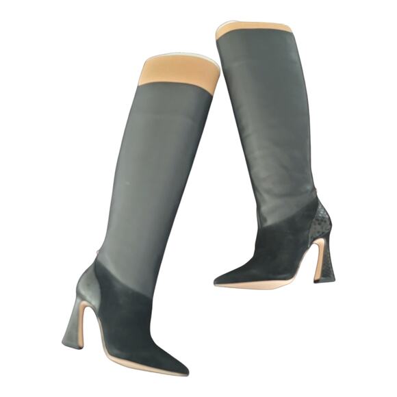 Louise Et Cie Jacobi Mixed Leather Knee High Boots Pointed‎ Toe Women's US 5M - Picture 2 of 10